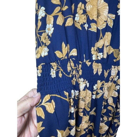 Nanette Lepore Navy Blue Floral Womens Sleeveless Printed Midi Dress‎ Size 16 - Picture 3 of 12